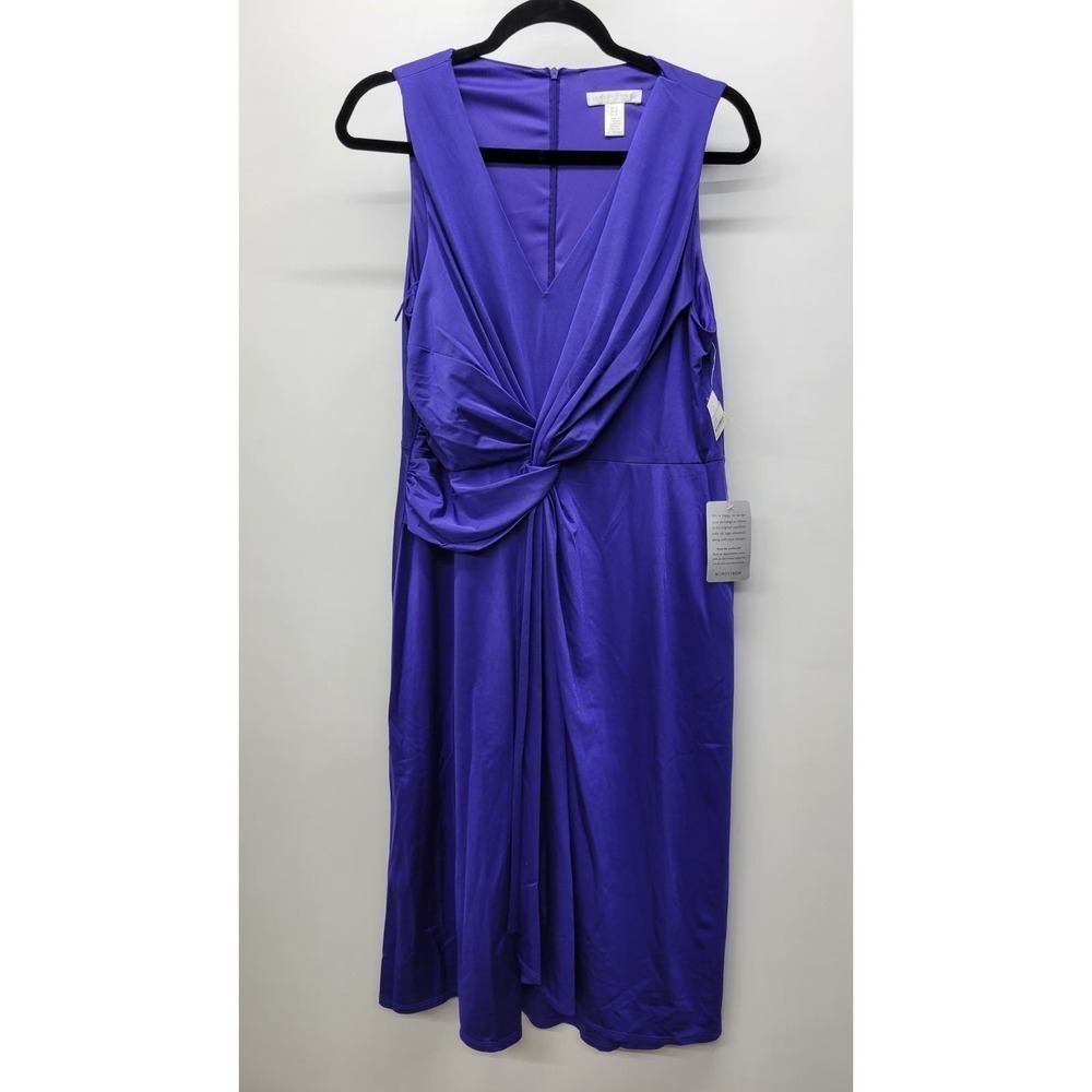 London Times Women's V-Neck Twist Waist Dress